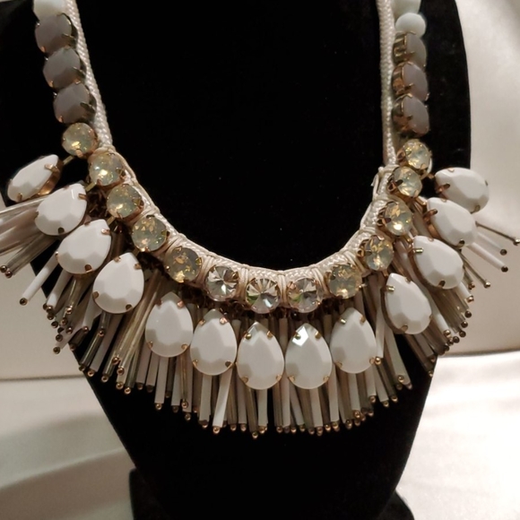 Bebe Embellished Necklace in White - Picture 2 of 5